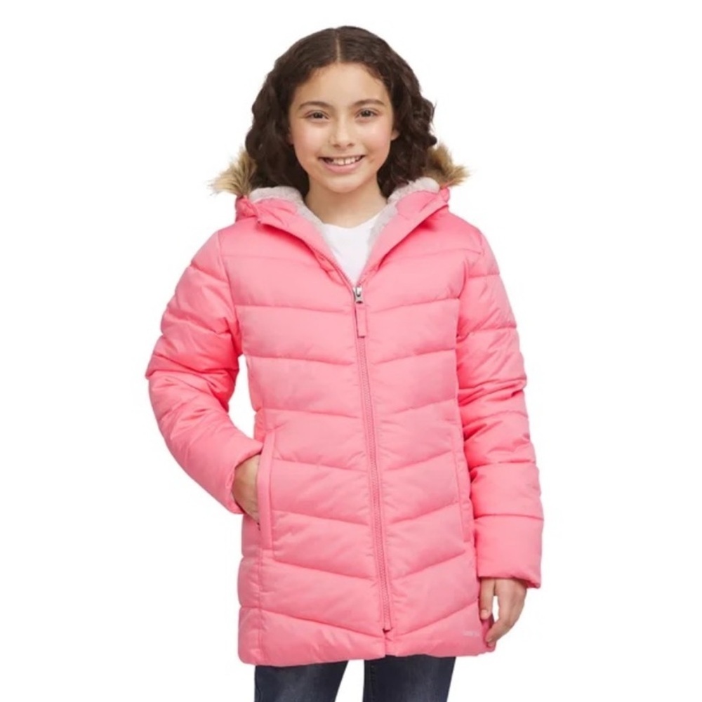 Land's End Hooded Youth Parka Jacket - Salt Washed Pink NEW